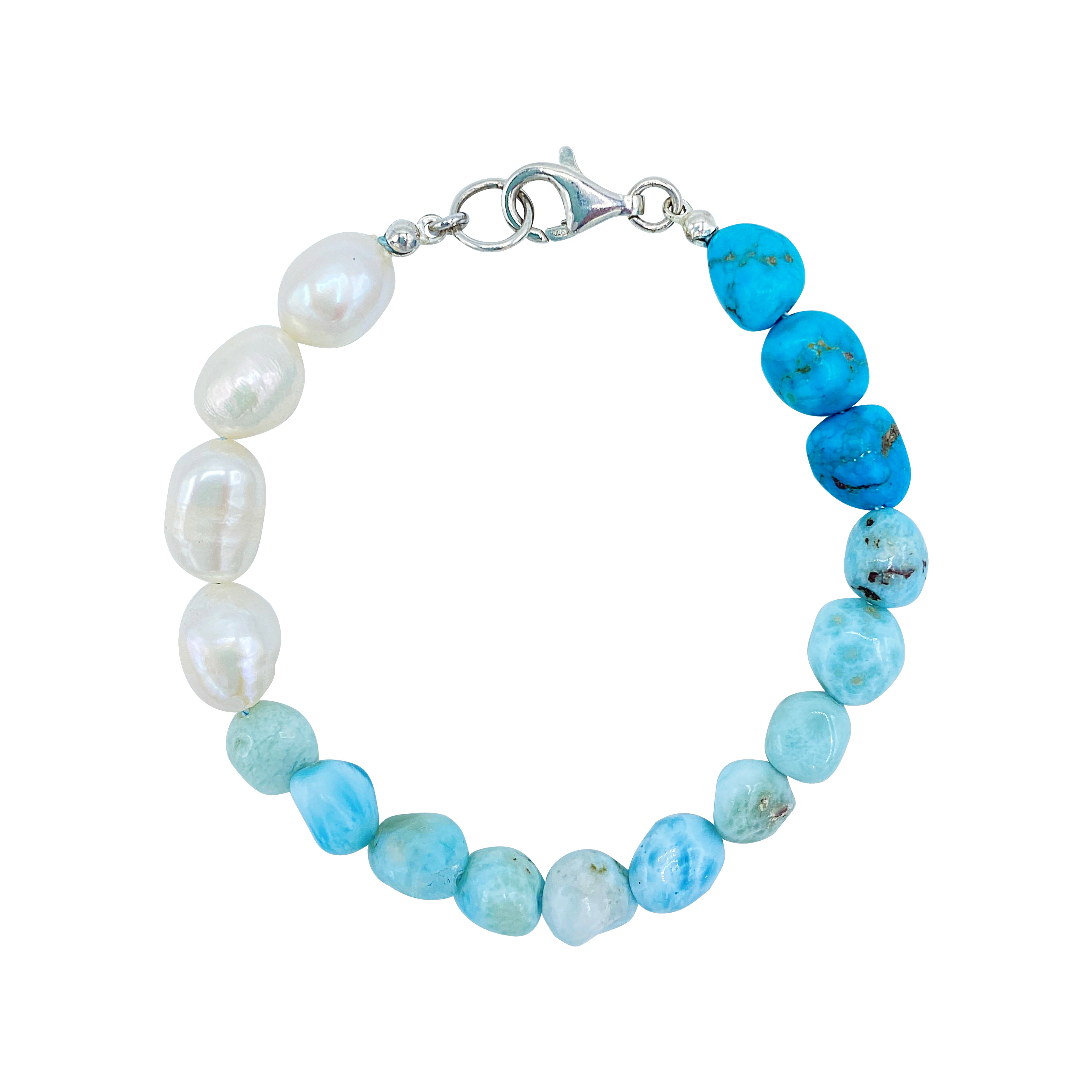 the blue escape jewelry - Armband mit Larimar, Perlen und Türkis - jetzt shoppen!