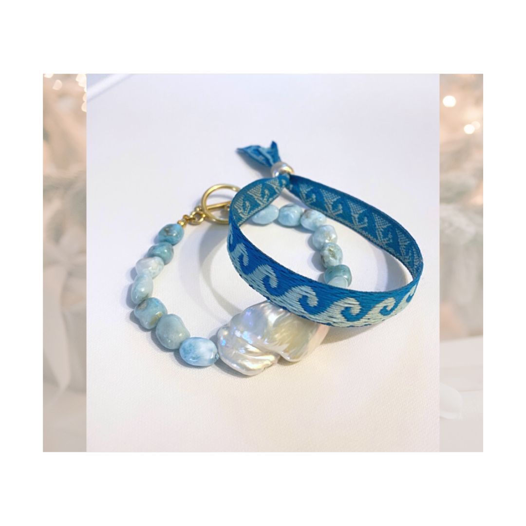 the blue escape jewelry - Armband mit Larimar und Perle - jetzt shoppen!
