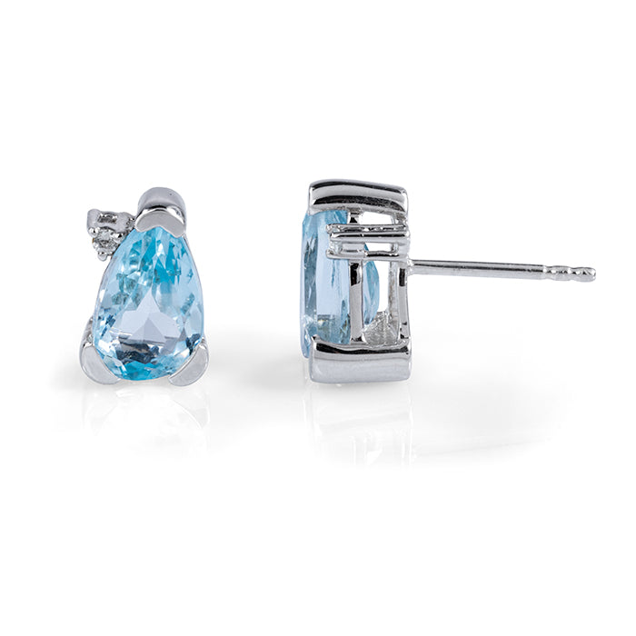 EAR STUDS with Blue Topaz and White Topaz